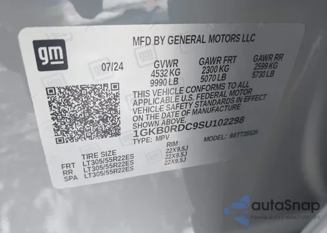 2025 GMC Hummer Ev Suv 3X E4Wd z USA, uszkodzony, nr VIN 1GKB0RDC9SU102298